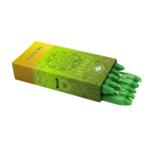 Set 10 lumanari verzi Green Tree pentru ritualuri de vindecare, ceara naturala, 13.5x1.5 cm - Img 2