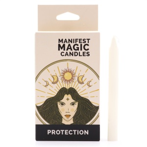 Set 12 lumanari albe pentru ritualuri de protectie, 12x1.2 cm