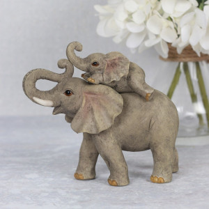 Set statuete Familia de Elefanti - Mami si Copil 14 cm - Img 1