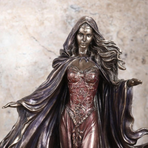 Statueta bronz si rasina vrajitoarea Morgana le Fay - artist Monte M.Moore 29 cm - Img 5