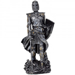 Statueta Cavaler Medieval cu Scut si Sabie 31 cm