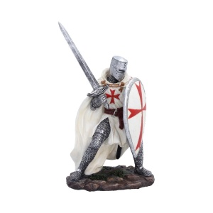 Statueta Cavaler Templier Alb – decor medieval collector, 18.5 cm - Img 4