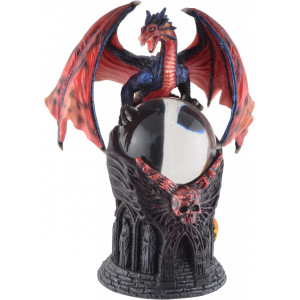 Statueta cu glob dragon Pazitorul Cristalului 20cm