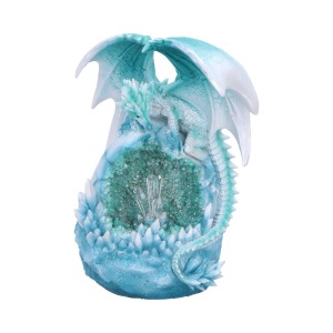 Statueta cu led, dragon de gheata pe geoda, Luminile Nordului, 20 cm - Img 3