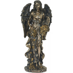 Statueta mitologica zeita norocului Fortuna Inaripata cu Cornul Abundentei, 29 cm