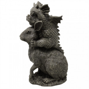 Statueta pentru gradina Dragon cu Iepuras 27x25 cm - Img 3