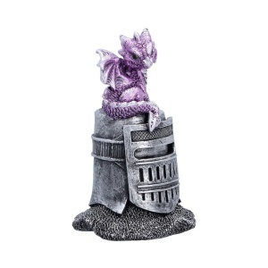 Statueta pui de dragon violet Hatchling Helm – decor medieval collector 12.7 cm - Img 4