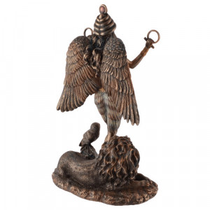 Statueta rasina si bronz, mitologia babiloniana, Ishtar - zeita iubirii si puterii 22cm - Img 2