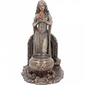Statueta rasina si bronz, mitologia celtica, zeita Brigid 24.5 cm - Img 1