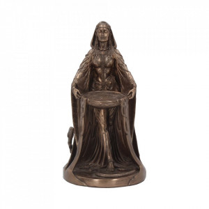 Statueta rasina si bronz, mitologia celtica, zeita Danu 22.5 cm