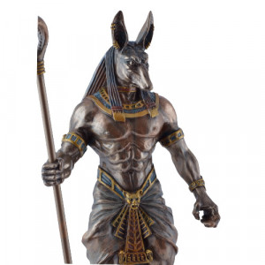 Statueta rasina si bronz, mitologia egipteana, zeu Anubis 28cm - Img 3