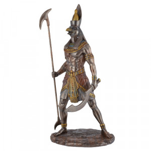 Statueta rasina si bronz, mitologia egipteana, zeul Horus 27cm - Img 6