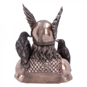Statueta rasina si bronz, mitologia nordica, Mesagerii lui Odin 23 cm - Img 3