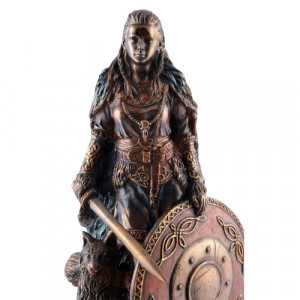 Statueta rasina si bronz, mitologia nordica, Zeita Dragostei Freya 21cm - Img 3