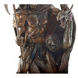Statueta rasina si bronz, mitologia nordica, zeul Loki 27cm - Img 8
