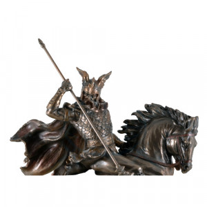 Statueta rasina si bronz, mitologia nordica, zeul Odin 32cm - Img 6