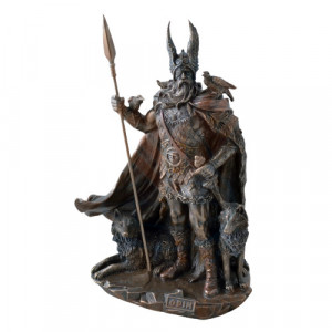 Statueta rasina si bronz, mitologia nordica, zeul Odin - The Allfather 25cm
