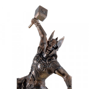 Statueta rasina si bronz, mitologia nordica, zeul Tunetului, Thor 32cm - Img 6