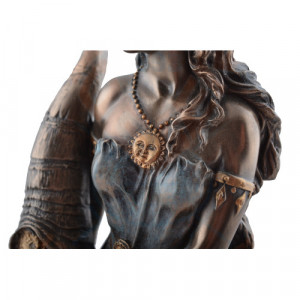 Statueta rasina si bronz, mitologia romana, zeita norocului Fortuna cu Cornul Abundentei, 29 cm - Img 3