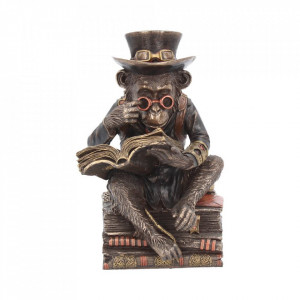 Statueta rasina si bronz, steampunk Invatacelul 19.5cm - Img 1