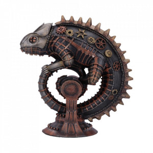 Statueta rasina si bronz, steampunk, Mechanical Chameleon 22.3cm - Img 1
