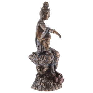 Statueta rasina si bronz zeita asiatica Guan Yi, zeita compasiunii 12 cm - Img 2