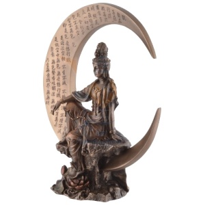 Statueta rasina si bronz zeita asiatica Guan Yi, zeita compasiunii 23 cm - Img 6