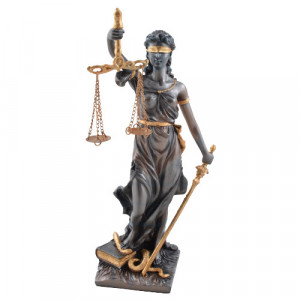 Statueta rasina si bronz, zeita dreptatii Justitia 21cm