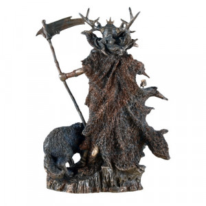 Statueta rasina si bronz, zeita nordica Hel, protectoarea lumii de dincolo 27cm - Img 6