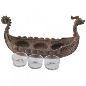 Suport lumanari corabie vikinga Drakar 20cm - Img 3