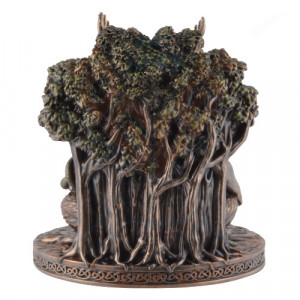 Suport rasina si bronz lumanare zeul celtic Cernunnos 13cm - Img 4