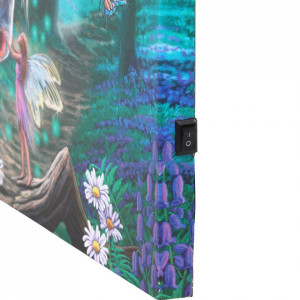 Tablou canvas cu led unicorn si zana Fairy Whispers - Lisa Parker, 30x30cm - Img 3