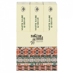 Betisoare parfumate de tamaie Native Soul - Salvie Alba si Cedru 23cm