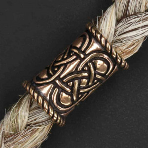 Bijuterie pentru barba/par bronz Nod celtic 1.8x0.7 cm