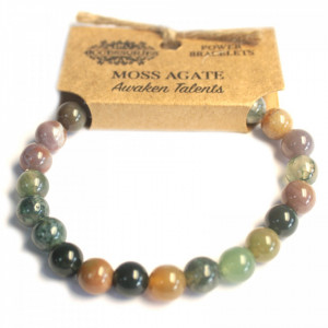 Bratara elastica din sfere de piatra semipretioasa Agata de muschi (Moss Agate) - Img 3