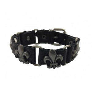 Bratara piele naturala Fleur de Lis 2.5 x 25 cm