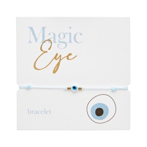 Bratara Textila Ajustabila cu Evil Eye – White Magic Eye, Talisman pentru Protectie