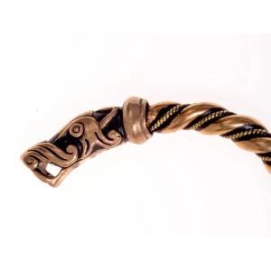 Bratara vikinga din bronz Capete de dragoni 18 cm - Img 2