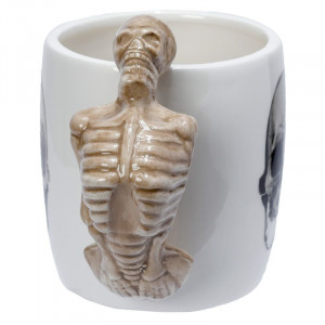 Cana din ceramica cu craniu si maner in forma de schelet Ancient Skull 400 ml - Img 3