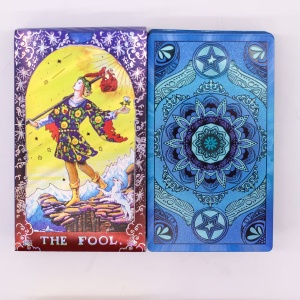 Carti de Tarot Mandala cu brosura, 78 carti cu folie blue gold - Img 3