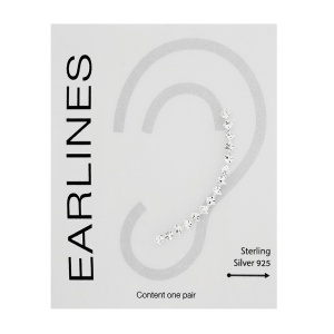 Cercei lungi pe ureche, tip ear climber, argint cu zirconii transparente Picaturi Albe