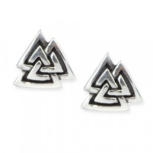 Cercei mici cu surub si tija, din argint Nodul viking Wotan 0.8cm - Img 1