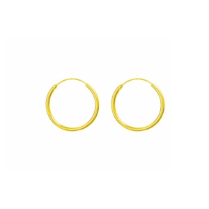 Cercei rotunzi argint placat cu aur Creole simple 12 x 1.2mm