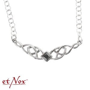 Colier otel inoxidabil si zirconiu negru Nod Celtic 4.4cm