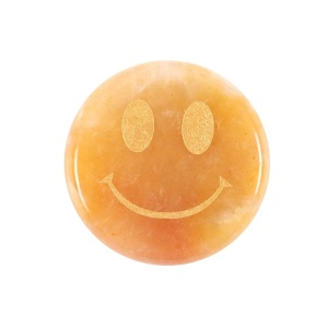 Cristal din jad galben cu smiley face in cutiuta Be Brave