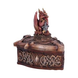 Cutie pentru bijuterii dragon rosu Hoard Defender – decor gotic fantasy ( 10.5 cm ) - Img 4