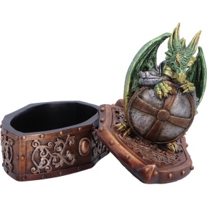 Cutie pentru bijuterii dragon verde Hoard Protector – decor gotic fantasy ( 13.4 cm ) - Img 6