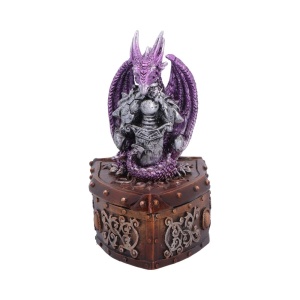 Cutie pentru bijuterii dragon violet Hoard Protector – decor gotic fantasy ( 13.8 cm )