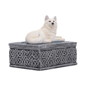Cutie pentru bijuterii lup Ghost Wolf – decor gotic fantasy ( 10 cm ) - Img 4