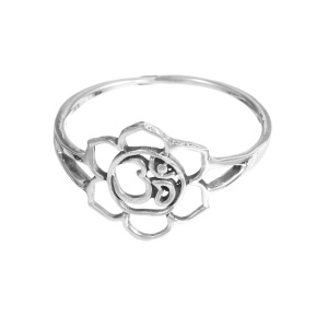 Inel din argint Ohm si floare de lotus 1.3cm